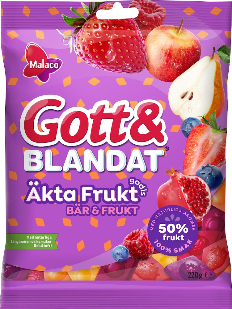 Malaco Gott & Blandat Äkta Fruktgodis Bär & Frukt 220g