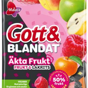 Malaco Gott & Blandat Äkta Fruktgodis Frukt & Lakrits 100g