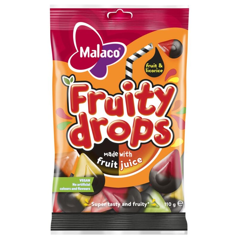 Malaco Fruity Drops Fruity & Licorice 110g